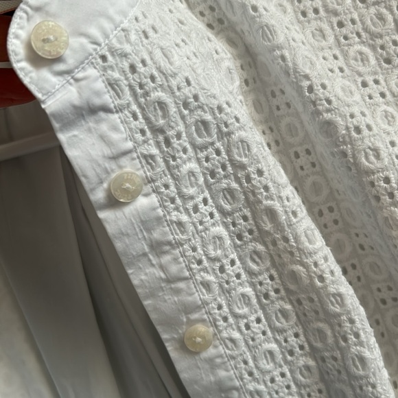 PINK Thomas Pink London Carmen crisp white lace front button-up blouse size 10 - Picture 7 of 13